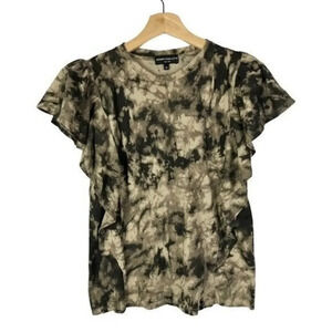 Generation Love Brown Tie Dye Flutter Short Sleeve Top XS
